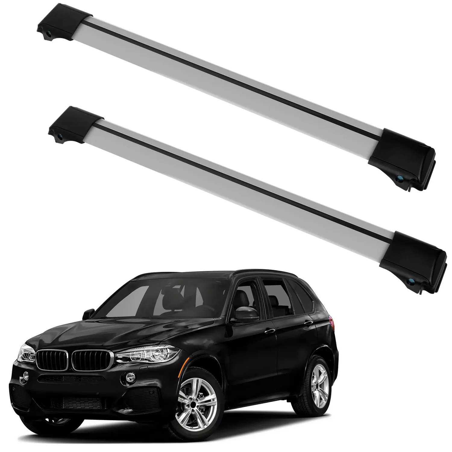 FINDAUTO 2pcs Crossbars fit for BMW X5 2004-2013 OE Style Top Rail Roof Rack Aero Aluminum Cross Bar Luggage Rack Rail