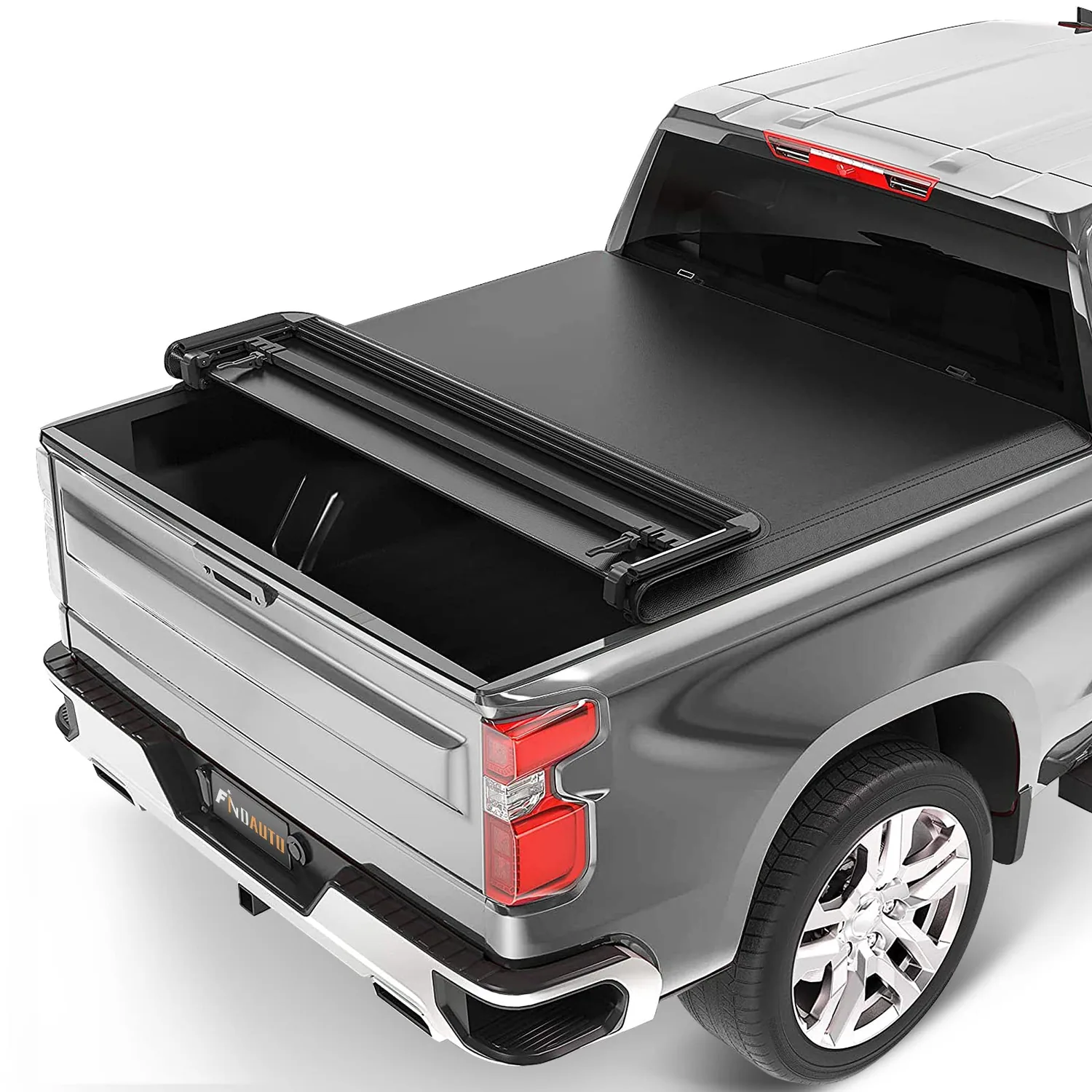 FINDAUTO Fits for Ford F150 2004-2020 Soft Quad Fold Truck Bed Tonneau Cover, Styleside 5'5"FT Bed